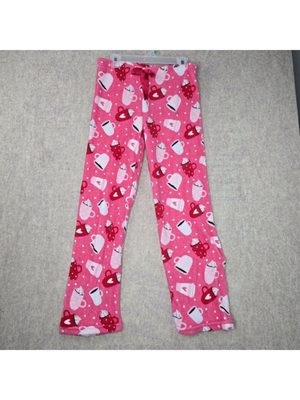 Bobbie Brooks Womens Pink Fleece Pajama Pants Coffee Cup Print Size S